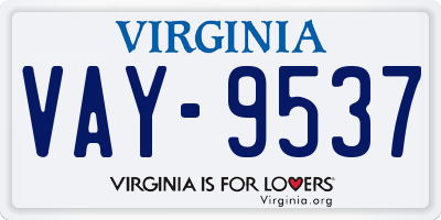 VA license plate VAY9537