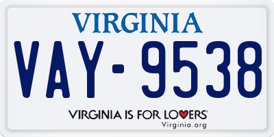 VA license plate VAY9538