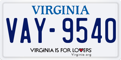 VA license plate VAY9540