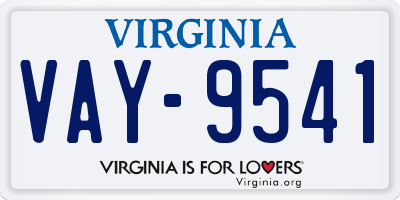VA license plate VAY9541