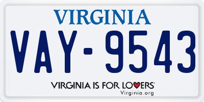 VA license plate VAY9543