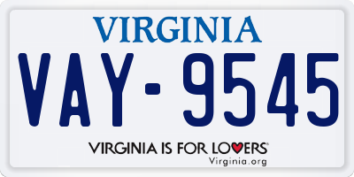 VA license plate VAY9545