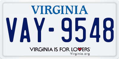 VA license plate VAY9548