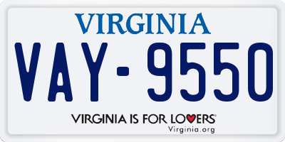 VA license plate VAY9550