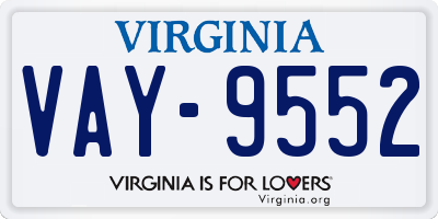 VA license plate VAY9552