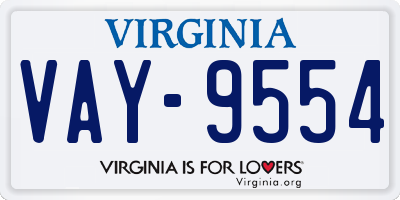 VA license plate VAY9554