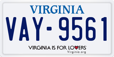 VA license plate VAY9561