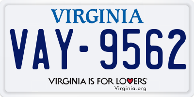VA license plate VAY9562