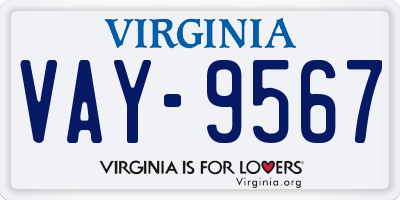 VA license plate VAY9567