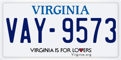 VA license plate VAY9573