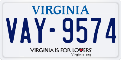 VA license plate VAY9574