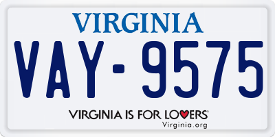 VA license plate VAY9575