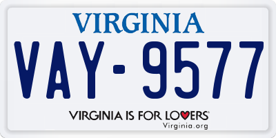 VA license plate VAY9577