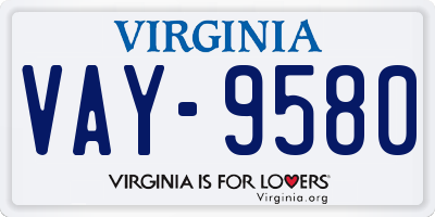 VA license plate VAY9580