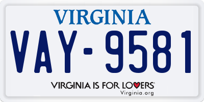 VA license plate VAY9581