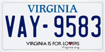 VA license plate VAY9583