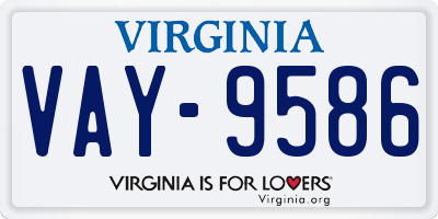 VA license plate VAY9586