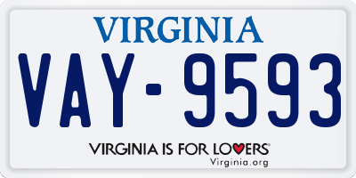 VA license plate VAY9593