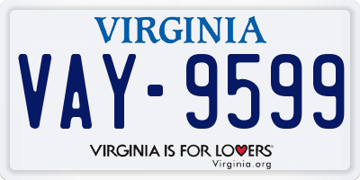 VA license plate VAY9599