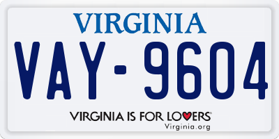 VA license plate VAY9604