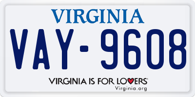 VA license plate VAY9608