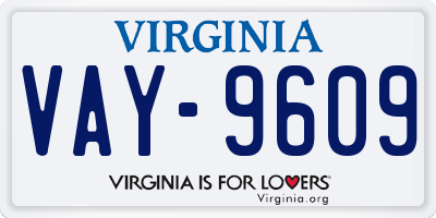 VA license plate VAY9609