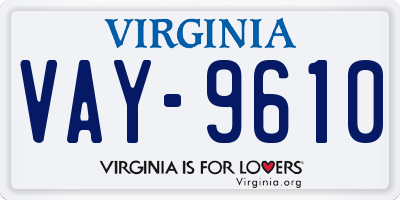 VA license plate VAY9610
