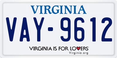 VA license plate VAY9612