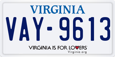 VA license plate VAY9613