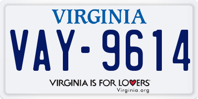 VA license plate VAY9614