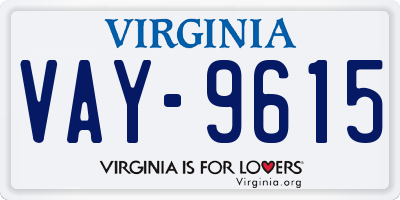 VA license plate VAY9615
