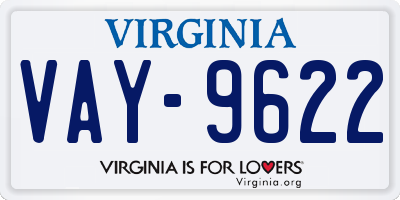 VA license plate VAY9622