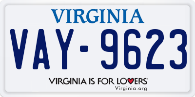 VA license plate VAY9623