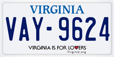 VA license plate VAY9624