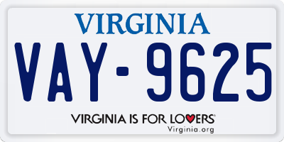 VA license plate VAY9625