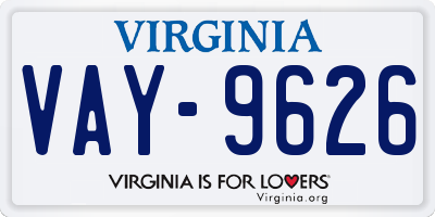 VA license plate VAY9626