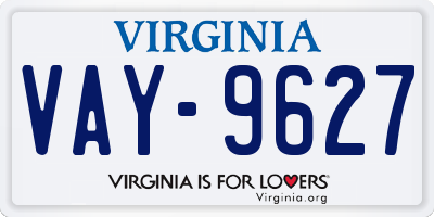 VA license plate VAY9627