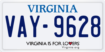 VA license plate VAY9628