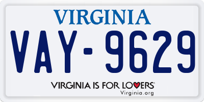 VA license plate VAY9629