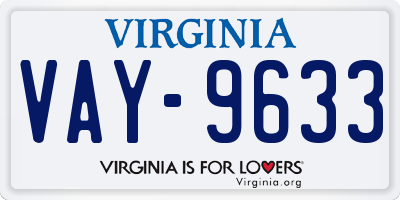 VA license plate VAY9633