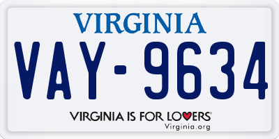 VA license plate VAY9634