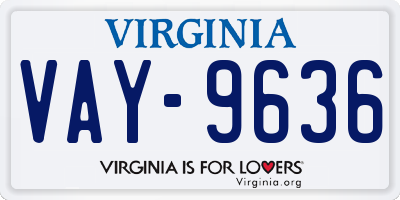 VA license plate VAY9636