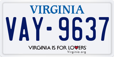 VA license plate VAY9637