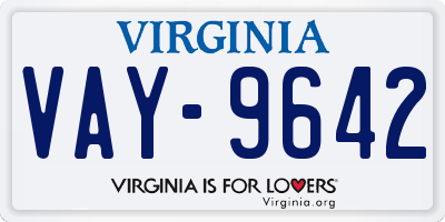VA license plate VAY9642