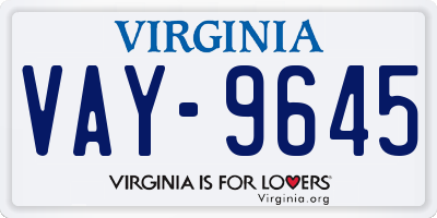 VA license plate VAY9645