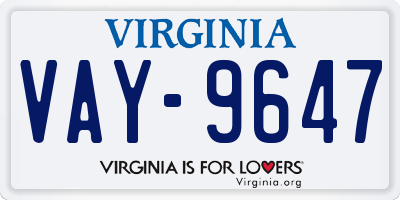VA license plate VAY9647