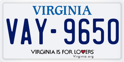 VA license plate VAY9650
