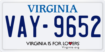 VA license plate VAY9652