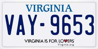 VA license plate VAY9653