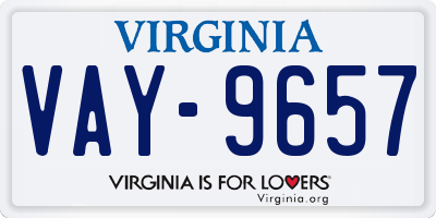 VA license plate VAY9657